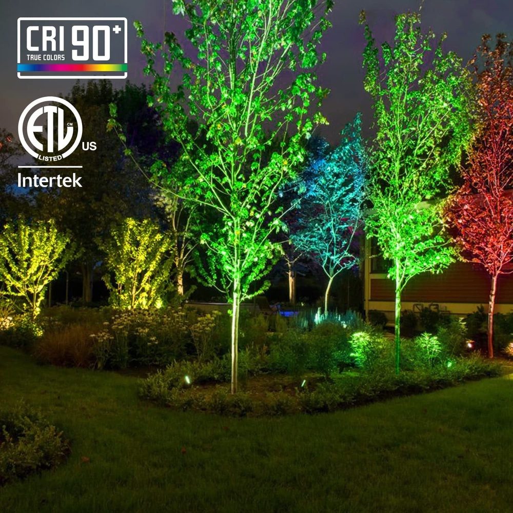 Outdoor Landscape Lighting LED 12V Low Voltage ALSR03 4-Pack RGB LED Landscape Spotlights Package, 12W Low Voltage 12V Directional Outdoor Landscape Lighting
