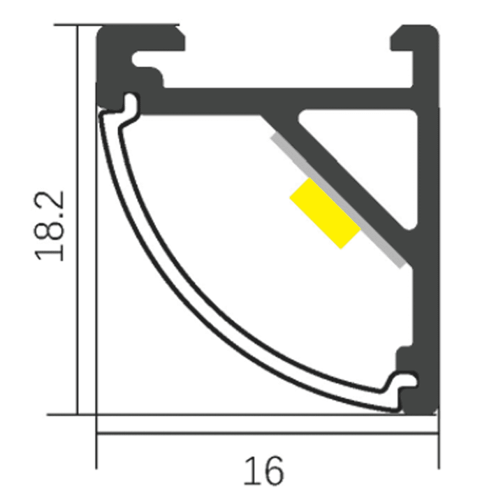 Outdoor Landscape Lighting LED 12V Low Voltage AP59 8 ft Aluminum Channel Corner Mount .63″ (W) x .73″ (H) for LED Strip Lights | 10 Pack