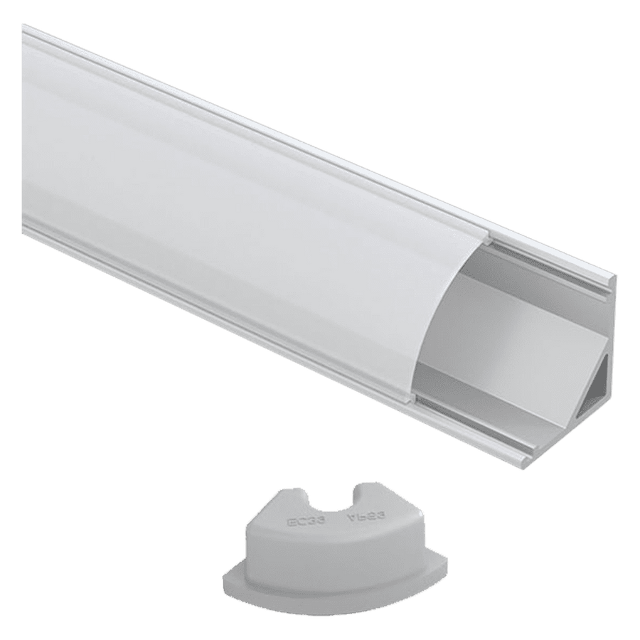 Outdoor Landscape Lighting LED 12V Low Voltage AP59 8 ft Aluminum Channel Corner Mount .63″ (W) x .73″ (H) for LED Strip Lights | 10 Pack Silver