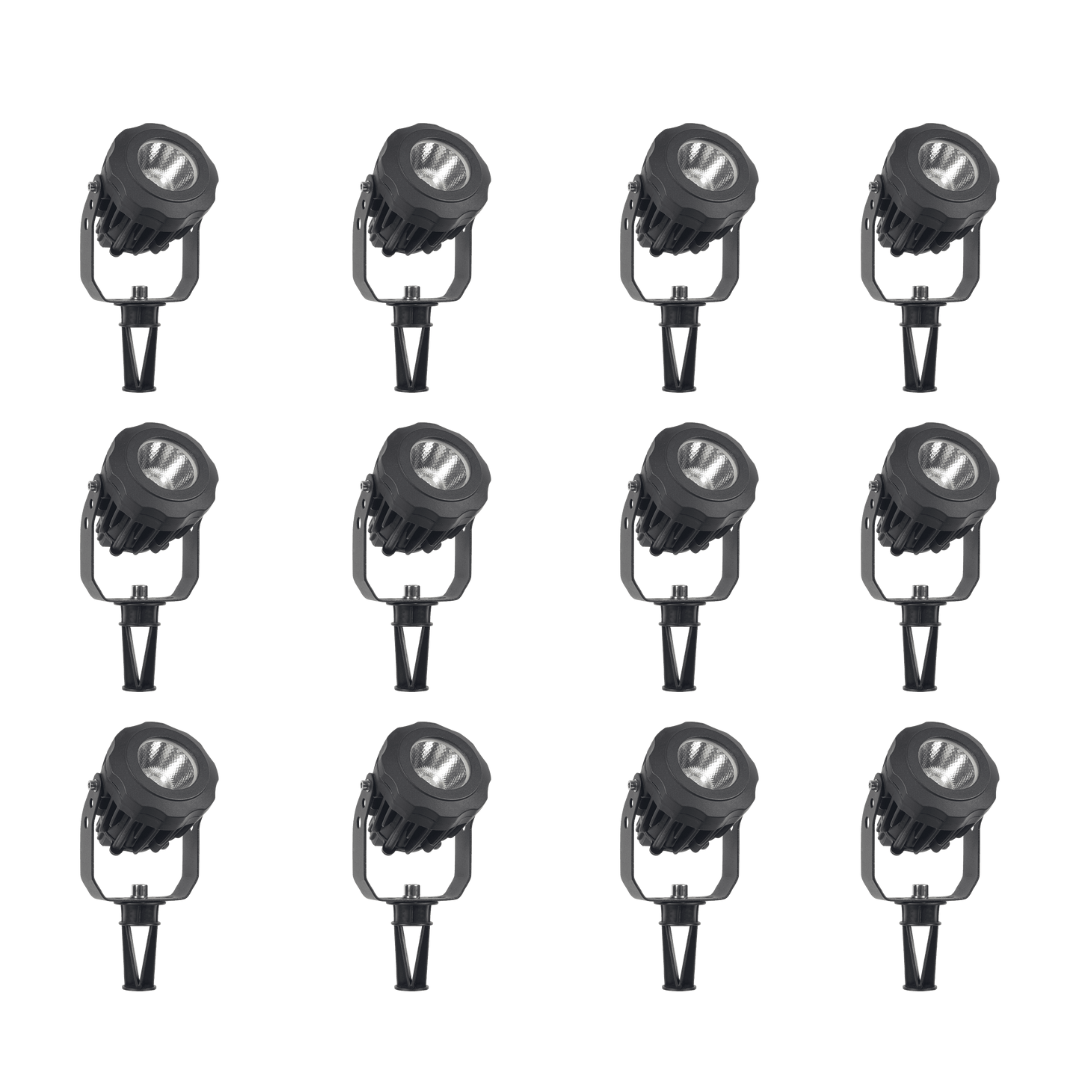 Outdoor Landscape Lighting LED 12V Low Voltage CD12 4x/8x/12x Package 12W 3000K Warm White LED Outdoor Aluminum Spotlight Directional Narrow Beam Angle Lighting 12 Pack