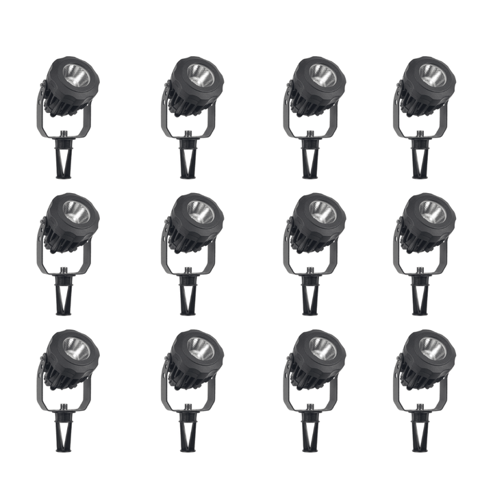 Outdoor Landscape Lighting LED 12V Low Voltage CD12 4x/8x/12x Package 12W 3000K Warm White LED Outdoor Aluminum Spotlight Directional Narrow Beam Angle Lighting 12 Pack