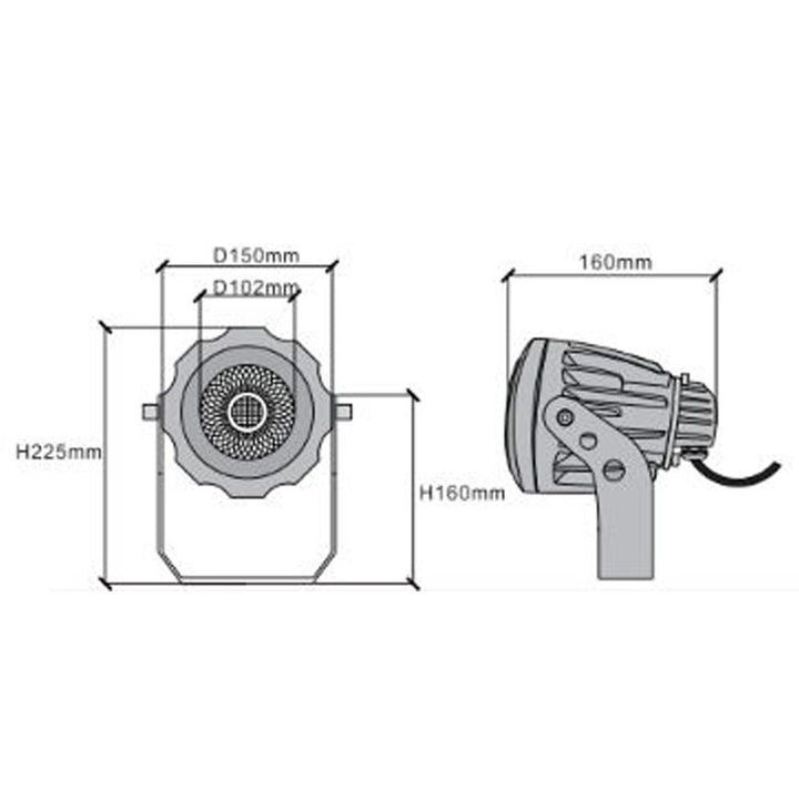 Outdoor Landscape Lighting LED 12V Low Voltage CD30 Cast Aluminum Spotlight | 30W 3000K Warm White Integrated LED AC12V Low Voltage Landscape Light