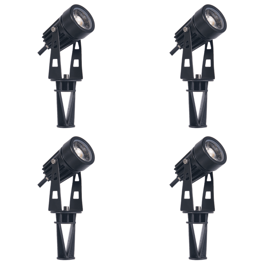 Outdoor Landscape Lighting LED 12V Low Voltage CD43 4x/8x/12x Package 5W 12V Low Voltage Waterproof LED Landscape Narrow Beam Directional Outdoor Aluminum Spotlight 4 Pack Black