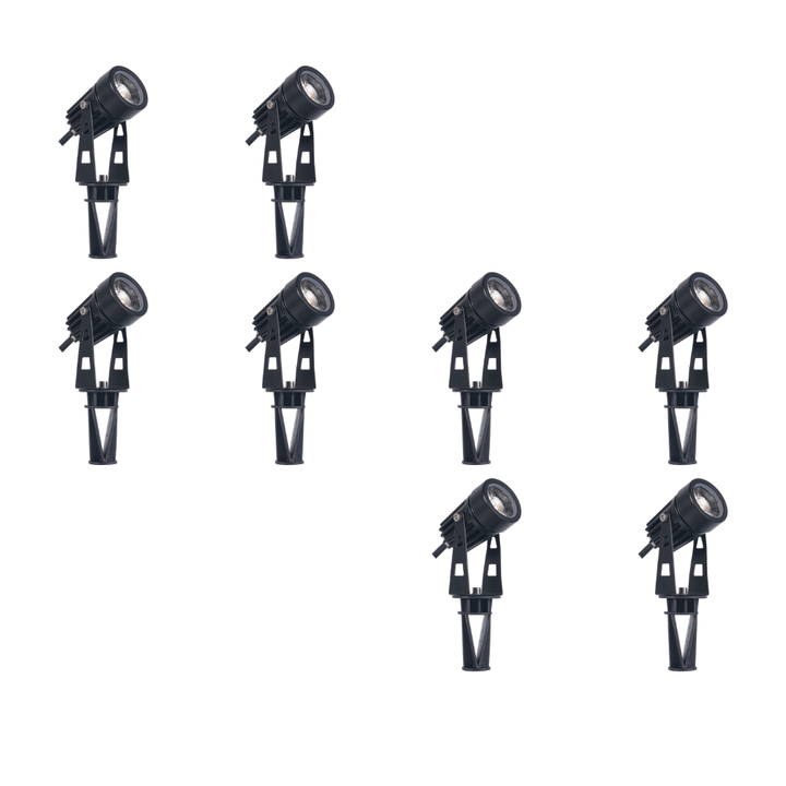 Outdoor Landscape Lighting LED 12V Low Voltage CD43 4x/8x/12x Package 5W 12V Low Voltage Waterproof LED Landscape Narrow Beam Directional Outdoor Aluminum Spotlight 8 Pack Black