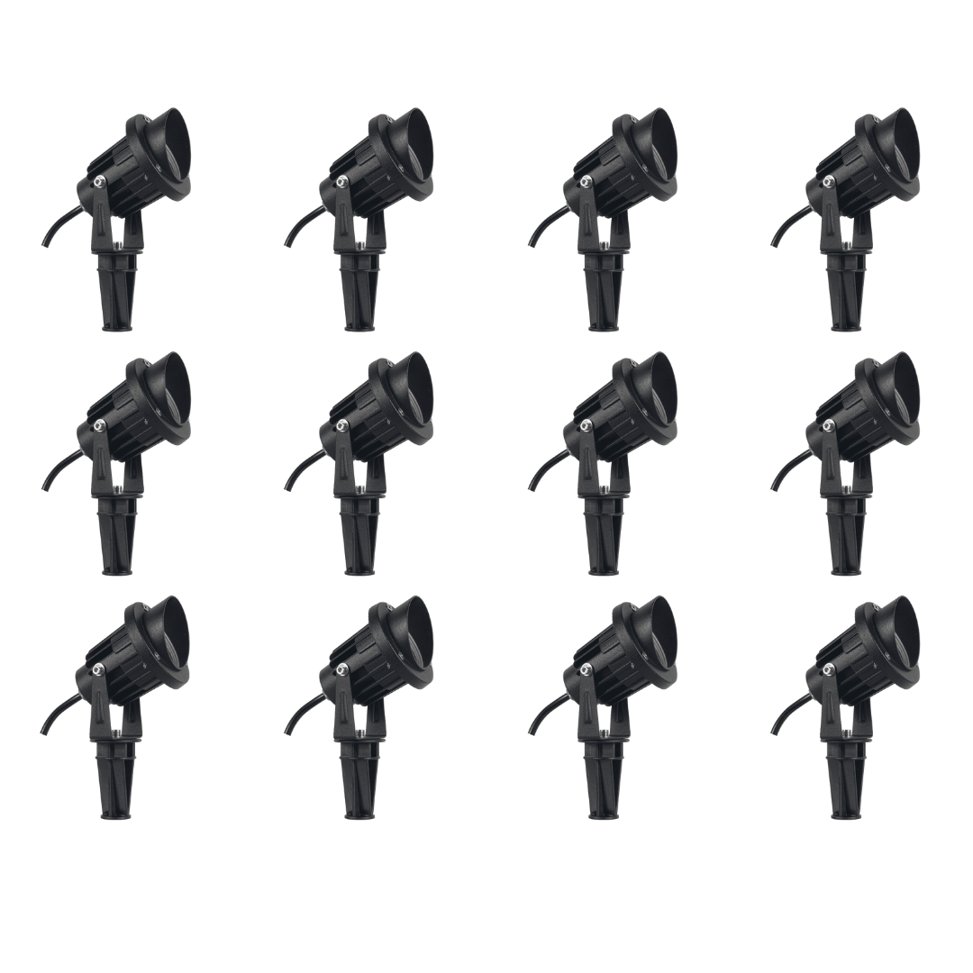 Outdoor Landscape Lighting LED 12V Low Voltage CD75 4x/8x/12x Package 7W 12V Low Voltage LED Directional Outdoor Landscape Aluminum Spotlight Narrow Beam 3000K Black 12 Pack