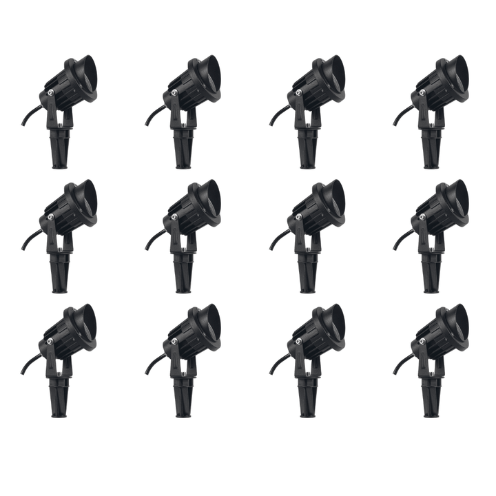 Outdoor Landscape Lighting LED 12V Low Voltage CD75 4x/8x/12x Package 7W 12V Low Voltage LED Directional Outdoor Landscape Aluminum Spotlight Narrow Beam 3000K Black 12 Pack