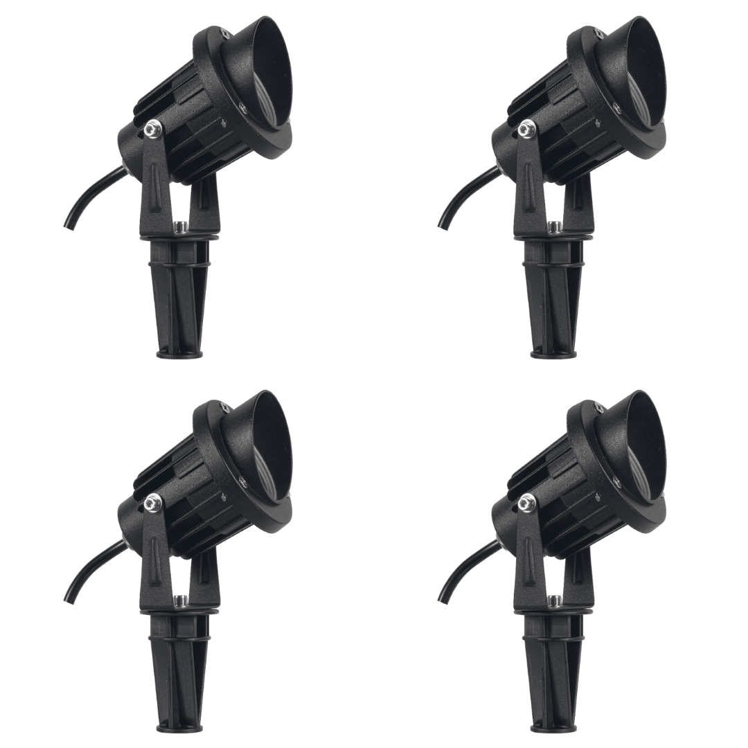 Outdoor Landscape Lighting LED 12V Low Voltage CD75 4x/8x/12x Package 7W 12V Low Voltage LED Directional Outdoor Landscape Aluminum Spotlight Narrow Beam 3000K Black 4 Pack