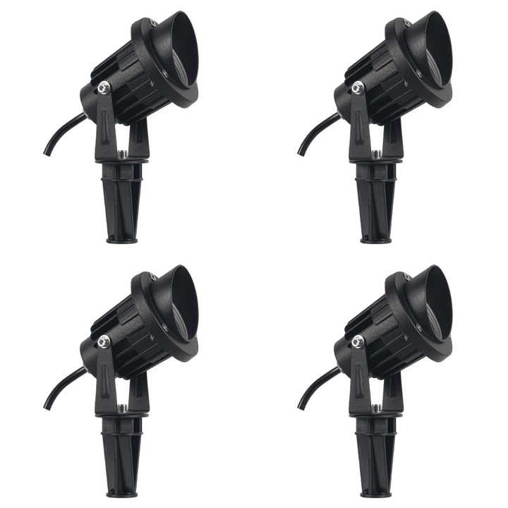 Outdoor Landscape Lighting LED 12V Low Voltage CD75 4x/8x/12x Package 7W 12V Low Voltage LED Directional Outdoor Landscape Aluminum Spotlight Narrow Beam 3000K Black 4 Pack