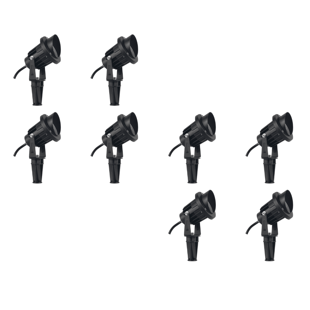 Outdoor Landscape Lighting LED 12V Low Voltage CD75 4x/8x/12x Package 7W 12V Low Voltage LED Directional Outdoor Landscape Aluminum Spotlight Narrow Beam 3000K Black 8 Pack