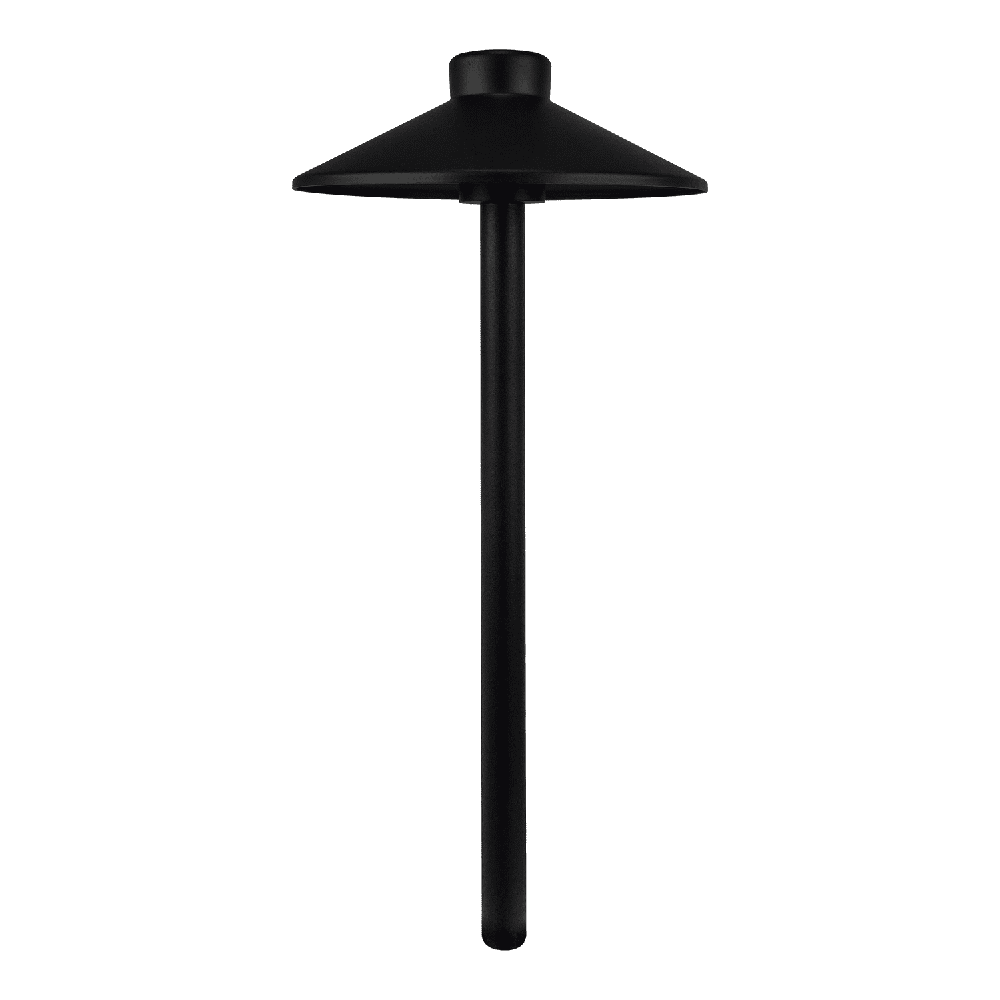 Outdoor Landscape Lighting LED 12V Low Voltage CDPA50 3W 12V Low Voltage Smooth Hat 3000K Warm White Integrated LED Low Voltage Aluminum Path Light Black