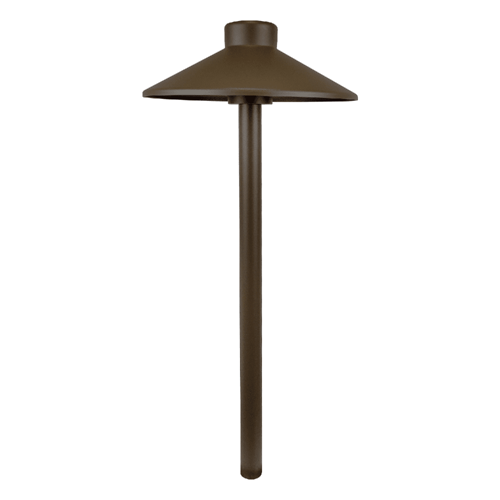 Outdoor Landscape Lighting LED 12V Low Voltage CDPA50 3W 12V Low Voltage Smooth Hat 3000K Warm White Integrated LED Low Voltage Aluminum Path Light Brown