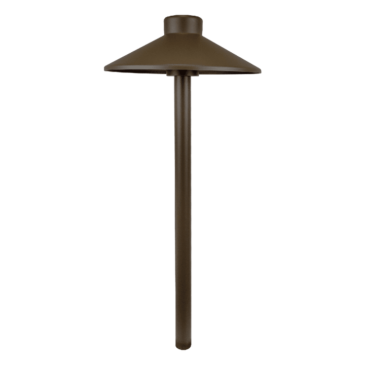 Outdoor Landscape Lighting LED 12V Low Voltage CDPA50 3W 12V Low Voltage Smooth Hat 3000K Warm White Integrated LED Low Voltage Aluminum Path Light Brown