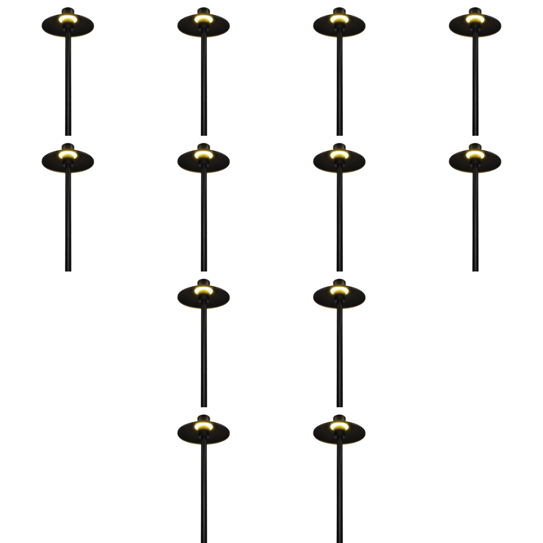 Outdoor Landscape Lighting LED 12V Low Voltage CDPA50 4x/8x/12x Package 3W 12V Low Voltage Smooth Hat Integrated 3000K Warm White Integrated LED Aluminum Path Light Black 12 pack