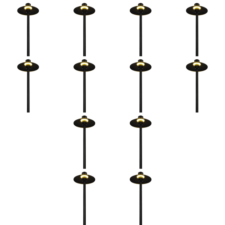 Outdoor Landscape Lighting LED 12V Low Voltage CDPA50 4x/8x/12x Package 3W 12V Low Voltage Smooth Hat Integrated 3000K Warm White Integrated LED Aluminum Path Light Black 12 pack