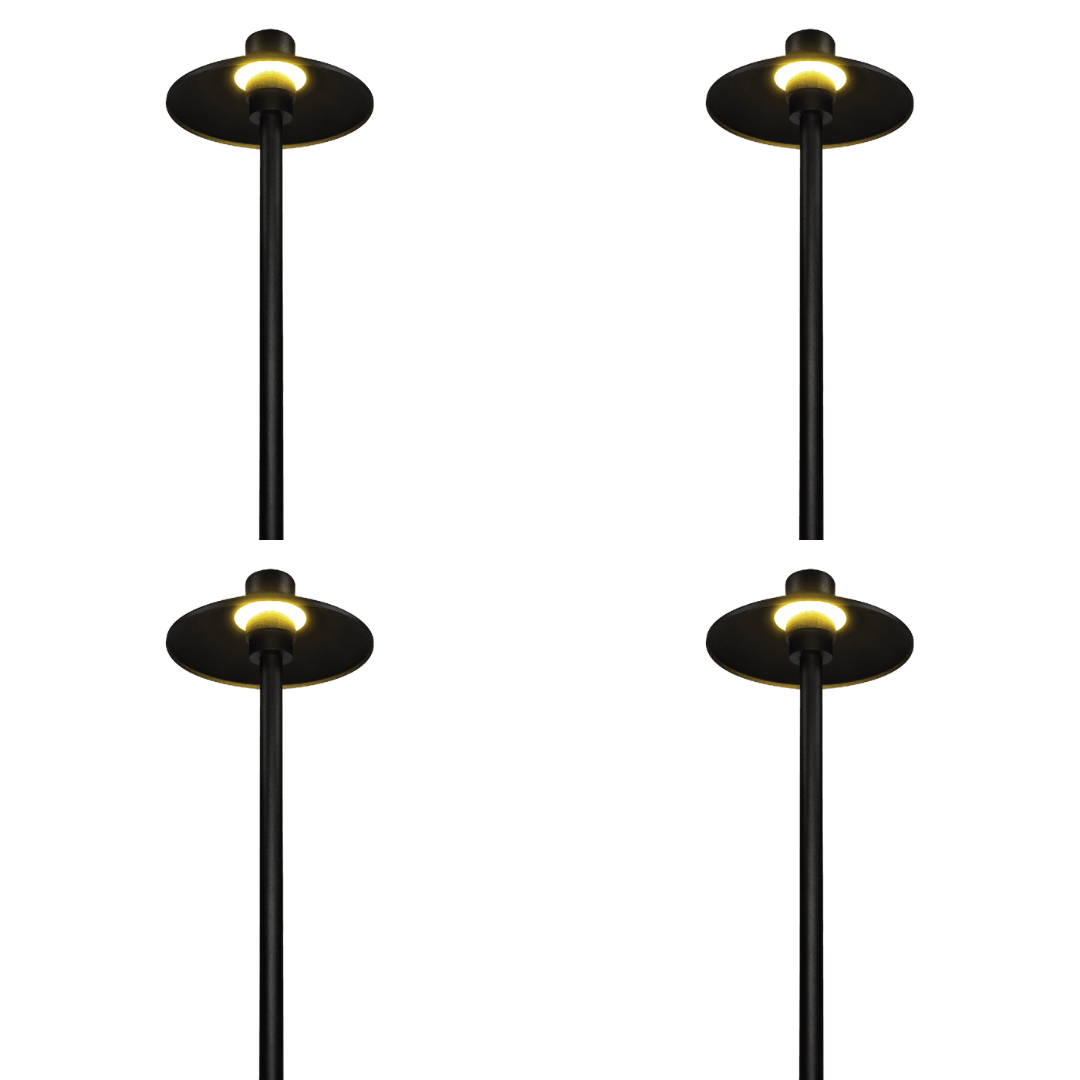 Outdoor Landscape Lighting LED 12V Low Voltage CDPA50 4x/8x/12x Package 3W 12V Low Voltage Smooth Hat Integrated 3000K Warm White Integrated LED Aluminum Path Light Black 4 Pack