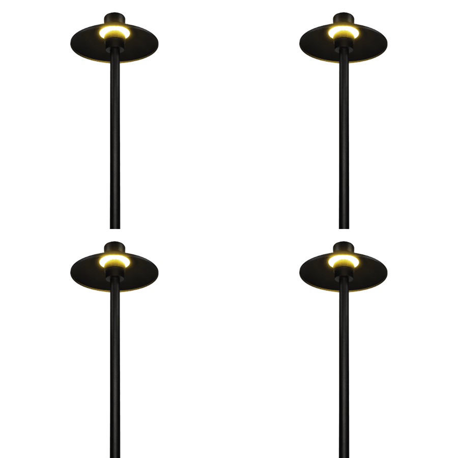Outdoor Landscape Lighting LED 12V Low Voltage CDPA50 4x/8x/12x Package 3W 12V Low Voltage Smooth Hat Integrated 3000K Warm White Integrated LED Aluminum Path Light Black 4 Pack