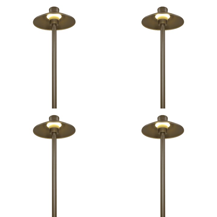 Outdoor Landscape Lighting LED 12V Low Voltage CDPA50 4x/8x/12x Package 3W 12V Low Voltage Smooth Hat Integrated 3000K Warm White Integrated LED Aluminum Path Light Brown 4 Pack