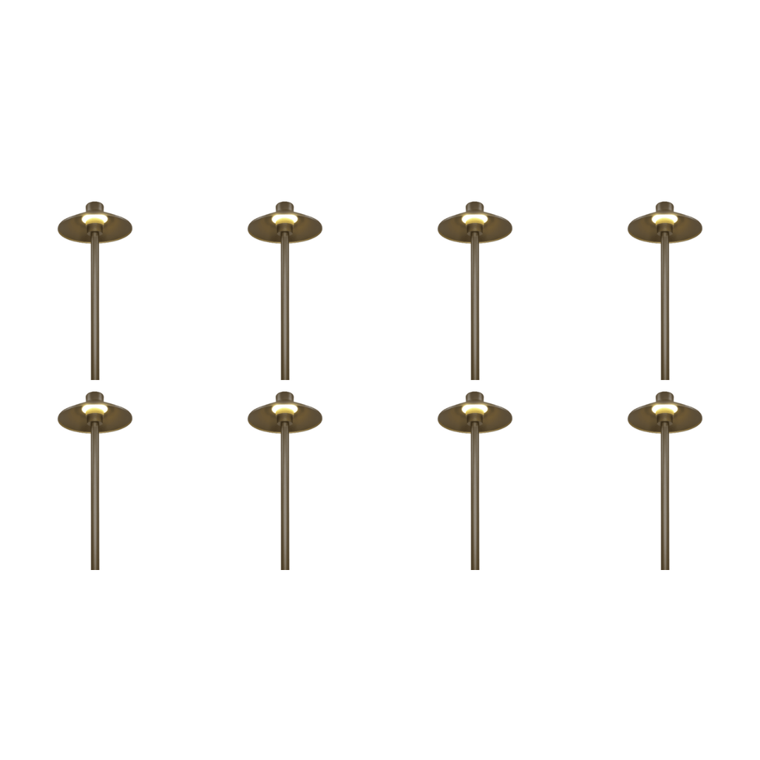 Outdoor Landscape Lighting LED 12V Low Voltage CDPA50 4x/8x/12x Package 3W 12V Low Voltage Smooth Hat Integrated 3000K Warm White Integrated LED Aluminum Path Light Brown 8 Pack