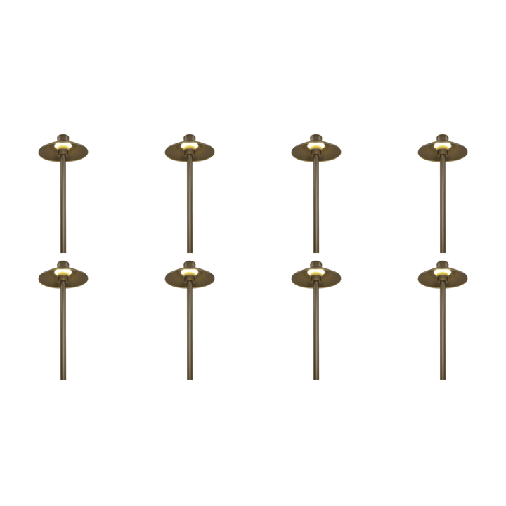 Outdoor Landscape Lighting LED 12V Low Voltage CDPA50 4x/8x/12x Package 3W 12V Low Voltage Smooth Hat Integrated 3000K Warm White Integrated LED Aluminum Path Light Brown 8 Pack