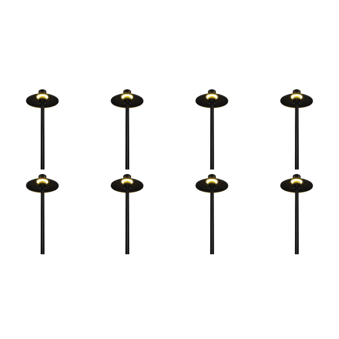 Outdoor Landscape Lighting LED 12V Low Voltage CDPA50 4x/8x/12x Package 3W 12V Low Voltage Smooth Hat Integrated 3000K Warm White Integrated LED Aluminum Path Light Black 8 Pack