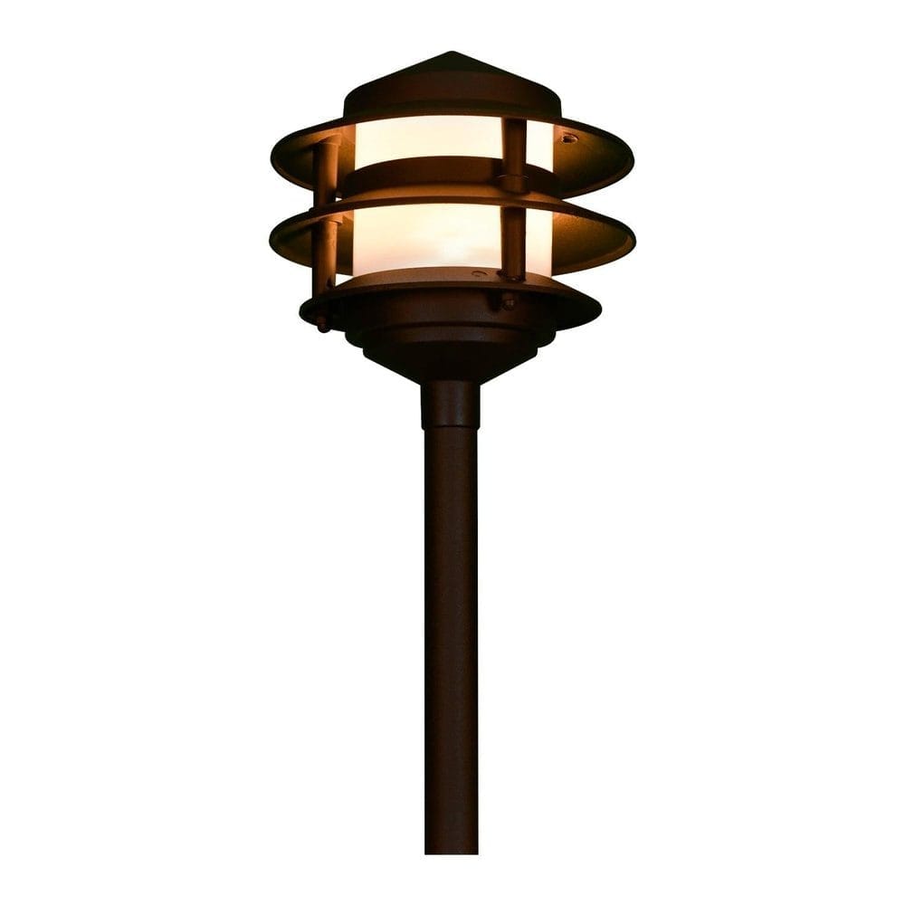 Outdoor Landscape Lighting LED 12V Low Voltage CDPA52 4x/8x/12x Package 3W 12V AC/DC 3000K Warm White Integrated LED Aluminum Low Voltage Landscape Lighting 3 Tier Pagoda Path Light