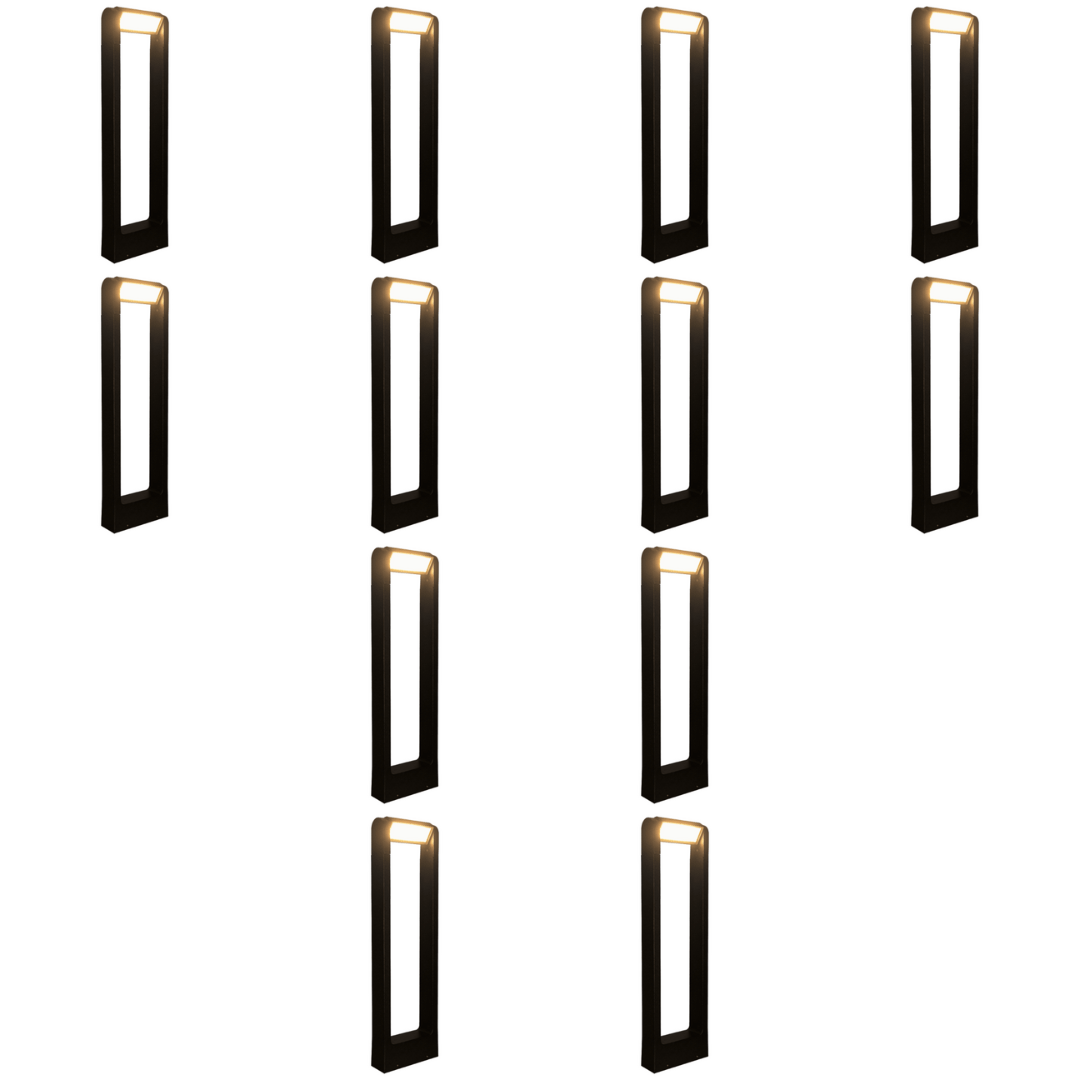 Outdoor Landscape Lighting LED 12V Low Voltage CDPA56 4x/8x/12x Package 8W 12V Low Voltage LED Rectangular Adjustable Bollard Landscape Aluminum Pathway Lighting 12 Pack