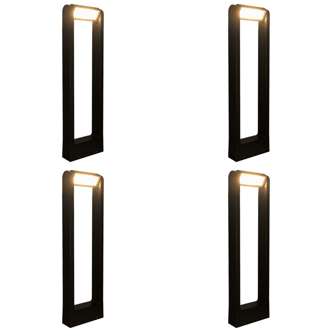 Outdoor Landscape Lighting LED 12V Low Voltage CDPA56 4x/8x/12x Package 8W 12V Low Voltage LED Rectangular Adjustable Bollard Landscape Aluminum Pathway Lighting 4 Pack