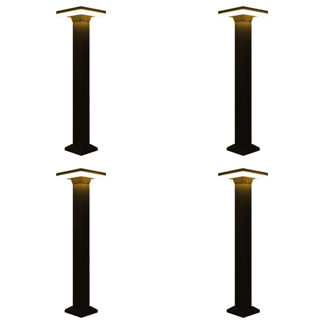Outdoor Landscape Lighting LED 12V Low Voltage CDPA63 4x/8x/12x Package 12W Bollard Aluminumm Pathway Lighting LED Square Top Modern 12V Low Voltage 4 Pack