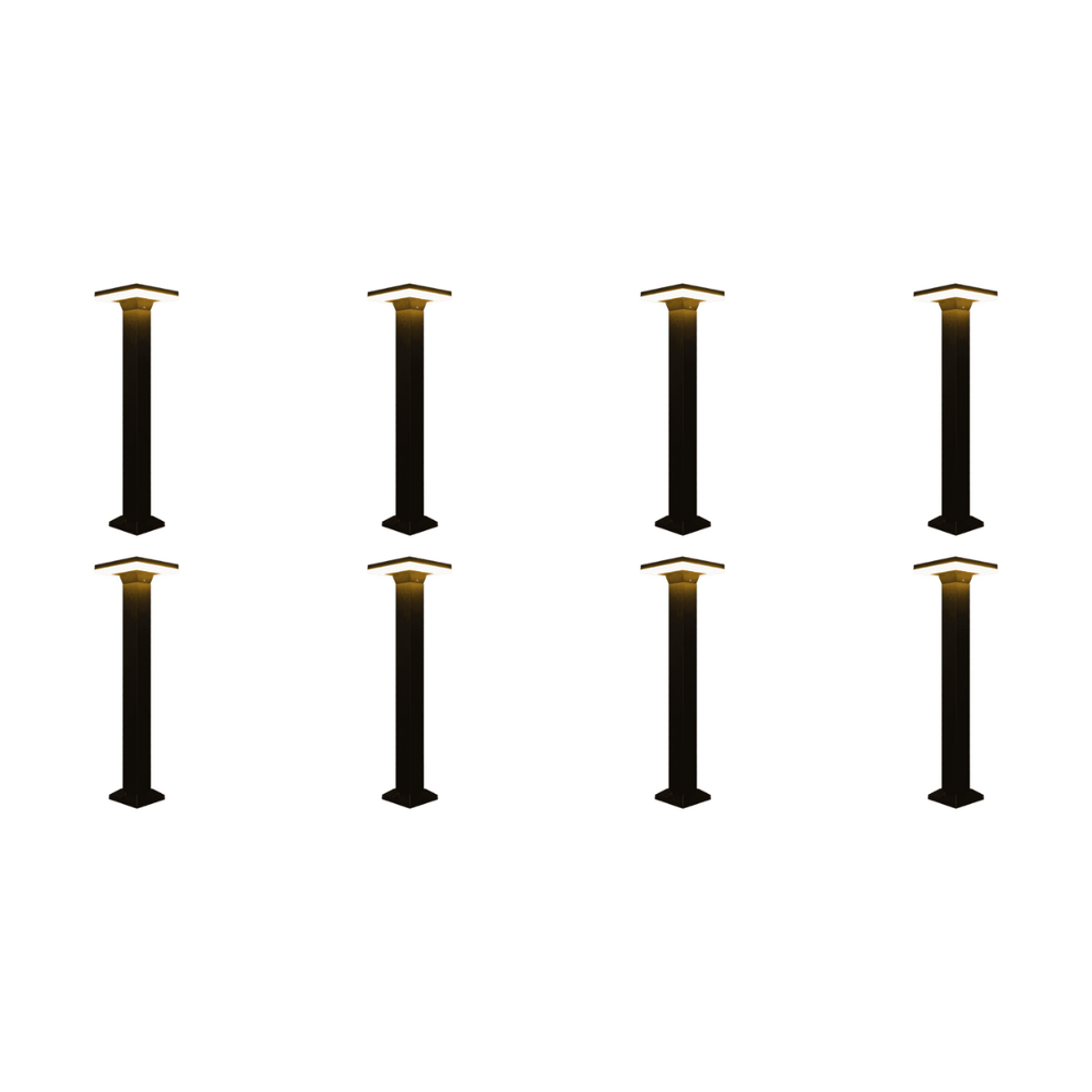 Outdoor Landscape Lighting LED 12V Low Voltage CDPA63 4x/8x/12x Package 12W Bollard Aluminumm Pathway Lighting LED Square Top Modern 12V Low Voltage 8 Pack