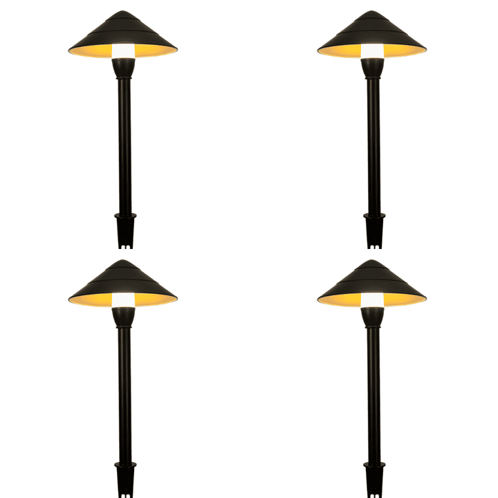 Outdoor Landscape Lighting LED 12V Low Voltage CDPA65 4x/8x/12x Package 3000K Warm White Integrated LED 3W Beaded Swivel Hat LED 12V Low Voltage Aluminum Path Light Black 4 Pack