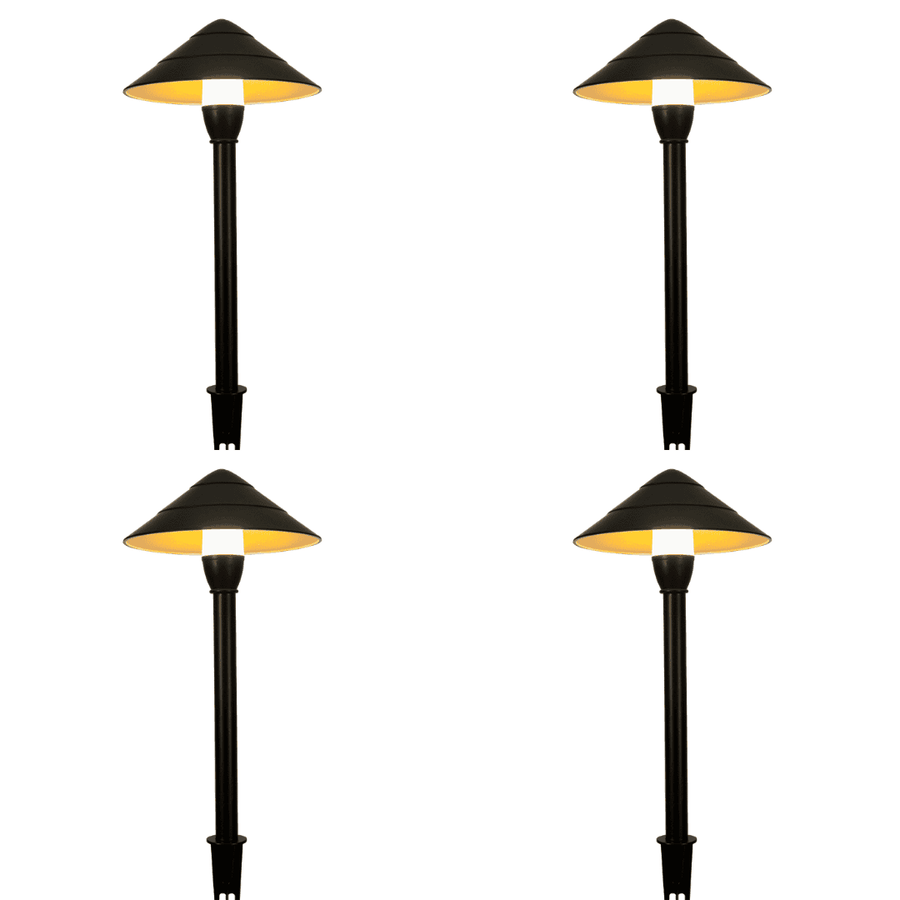 Outdoor Landscape Lighting LED 12V Low Voltage CDPA65 4x/8x/12x Package 3000K Warm White Integrated LED 3W Beaded Swivel Hat LED 12V Low Voltage Aluminum Path Light Black 4 Pack