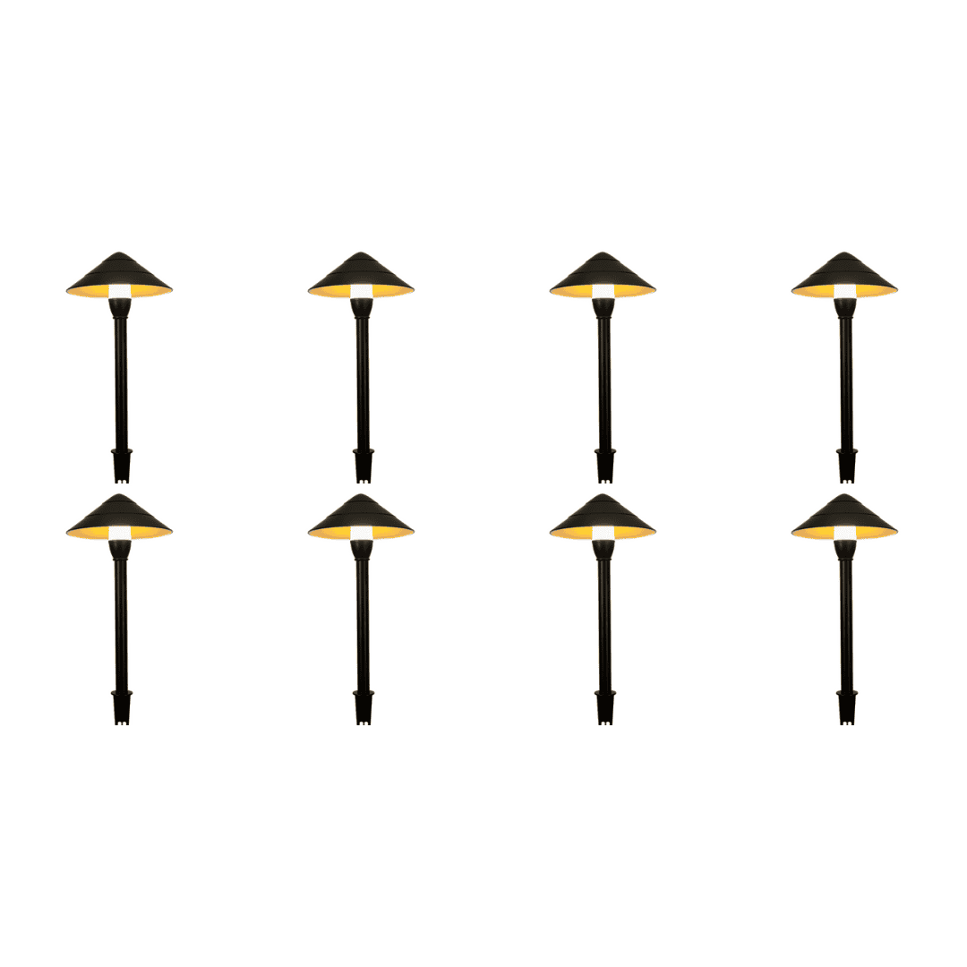 Outdoor Landscape Lighting LED 12V Low Voltage CDPA65 4x/8x/12x Package 3000K Warm White Integrated LED 3W Beaded Swivel Hat LED 12V Low Voltage Aluminum Path Light Black 8 Pack