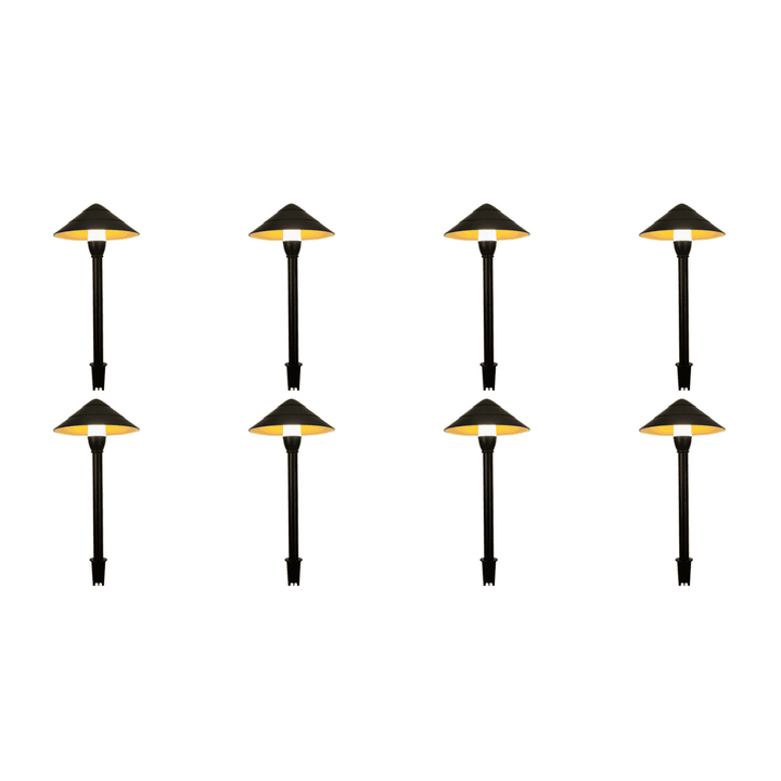 Outdoor Landscape Lighting LED 12V Low Voltage CDPA65 4x/8x/12x Package 3000K Warm White Integrated LED 3W Beaded Swivel Hat LED 12V Low Voltage Aluminum Path Light Black 8 Pack