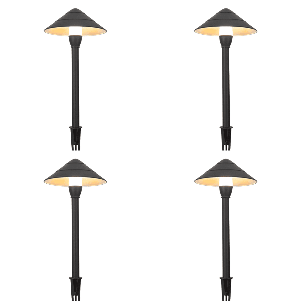 Outdoor Landscape Lighting LED 12V Low Voltage CDPA65 4x/8x/12x Package 3000K Warm White Integrated LED 3W Beaded Swivel Hat LED 12V Low Voltage Aluminum Path Light Bronze 4 Pack