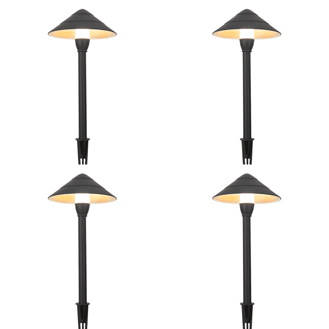 Outdoor Landscape Lighting LED 12V Low Voltage CDPA65 4x/8x/12x Package 3000K Warm White Integrated LED 3W Beaded Swivel Hat LED 12V Low Voltage Aluminum Path Light Bronze 4 Pack