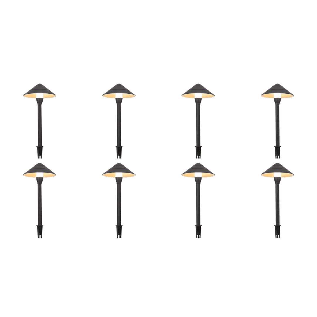 Outdoor Landscape Lighting LED 12V Low Voltage CDPA65 4x/8x/12x Package 3000K Warm White Integrated LED 3W Beaded Swivel Hat LED 12V Low Voltage Aluminum Path Light Bronze 8 Pack