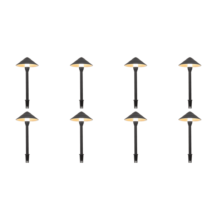 Outdoor Landscape Lighting LED 12V Low Voltage CDPA65 4x/8x/12x Package 3000K Warm White Integrated LED 3W Beaded Swivel Hat LED 12V Low Voltage Aluminum Path Light Bronze 8 Pack