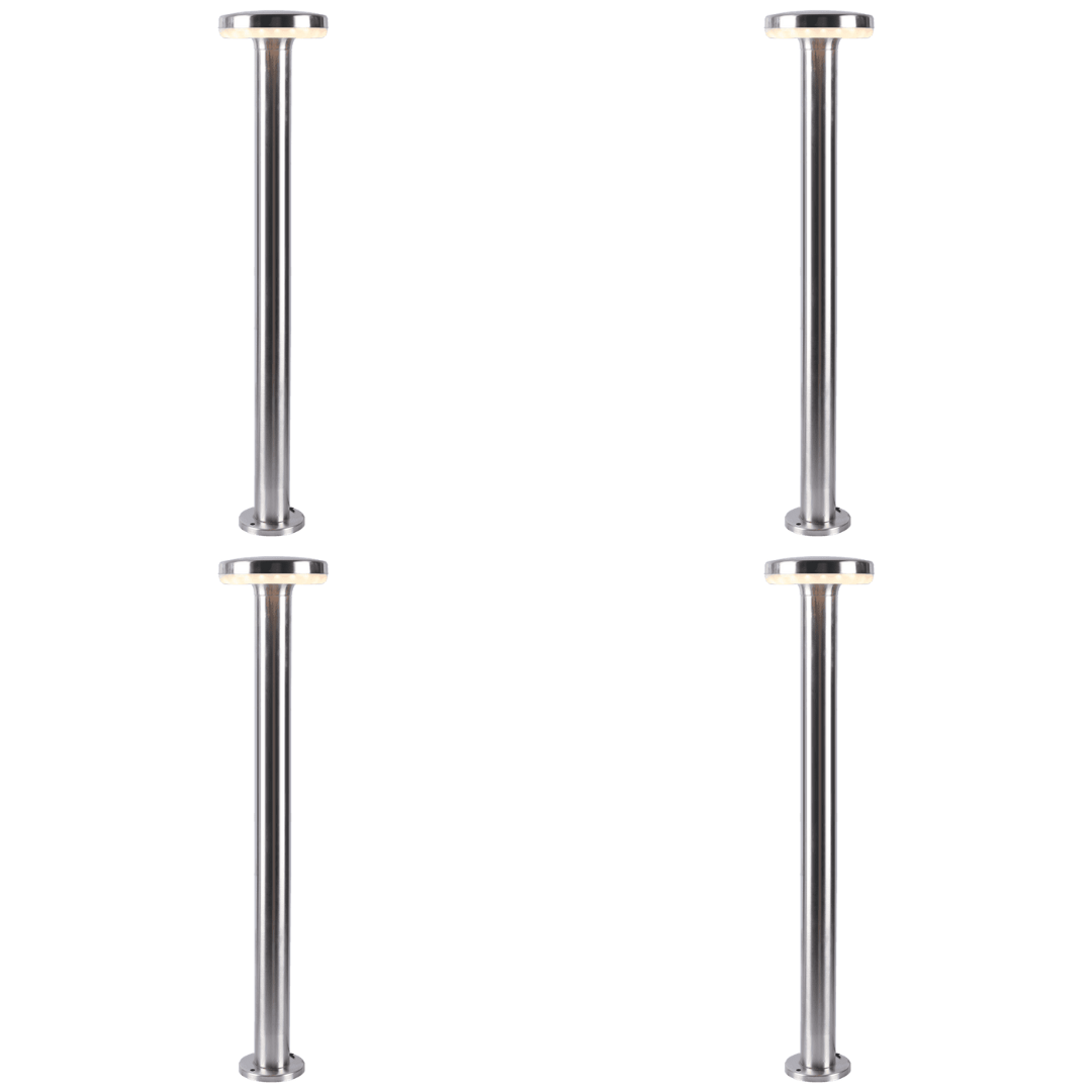 Outdoor Landscape Lighting LED 12V Low Voltage CDPS72 4x/8x/12x Package 7W Stainless Steel Bollard Pathway Lighting LED Circle Top Modern 12V Low Voltage 4 Package
