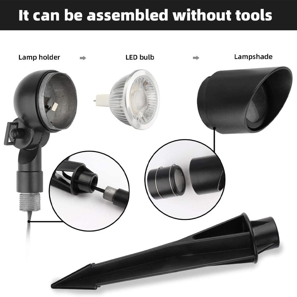 Outdoor Landscape Lighting LED 12V Low Voltage DL01 4x/8x/12x Package 12V Low Voltage Directional LED Outdoor Aluminum Spotlight with MR16 5W 3000K Bulb