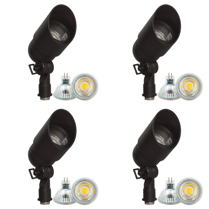 Outdoor Landscape Lighting LED 12V Low Voltage DL01 4x/8x/12x Package 12V Low Voltage Directional LED Outdoor Aluminum Spotlight with MR16 5W 3000K Bulb Black 4 Pack