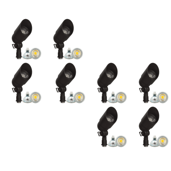 Outdoor Landscape Lighting LED 12V Low Voltage DL01 4x/8x/12x Package 12V Low Voltage Directional LED Outdoor Aluminum Spotlight with MR16 5W 3000K Bulb Black 8 Pack