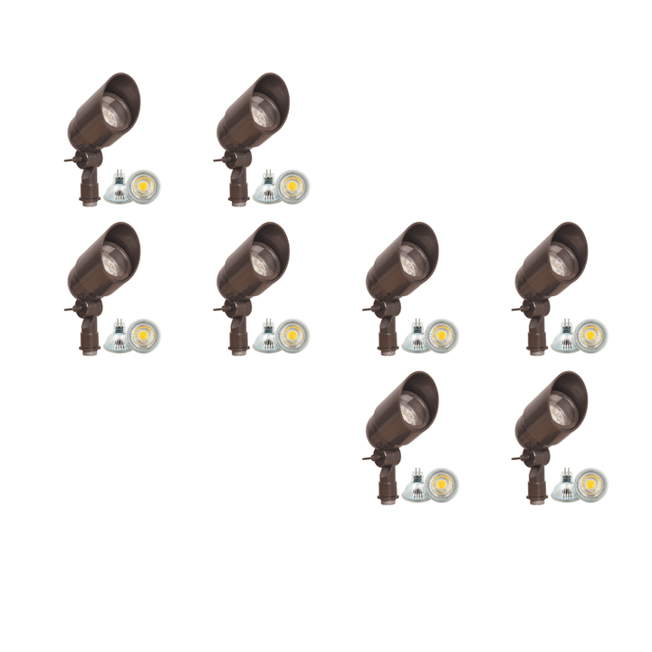 Outdoor Landscape Lighting LED 12V Low Voltage DL01 4x/8x/12x Package 12V Low Voltage Directional LED Outdoor Aluminum Spotlight with MR16 5W 3000K Bulb Brown 8 Pack