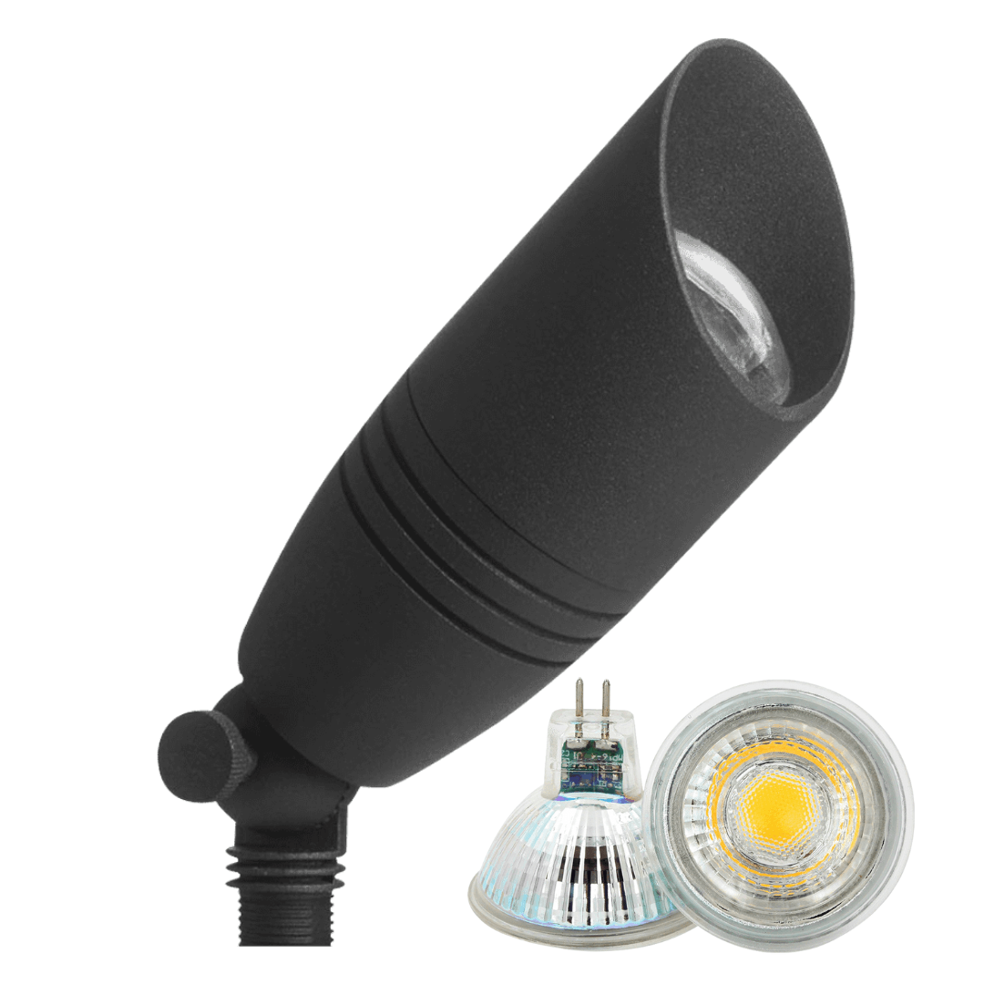 Outdoor Landscape Lighting LED 12V Low Voltage DL05 4x/8x/12x Package Low Voltage LED Smooth Bullet Directional Outdoor Aluminum Spotlight with MR16 5W 3000K Bulb