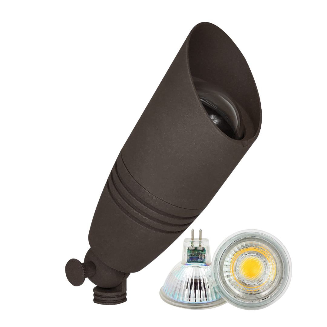 Outdoor Landscape Lighting LED 12V Low Voltage DL05 4x/8x/12x Package Low Voltage LED Smooth Bullet Directional Outdoor Aluminum Spotlight with MR16 5W 3000K Bulb
