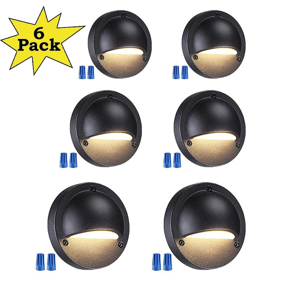 Outdoor Landscape Lighting LED 12V Low Voltage DLA01 6-Pack Black 2.5W Low Voltage 3000K Warm White Integrated LED Outdoor Half Moon Deck Lights Package, 12V LED Step Fence Landscape Lights