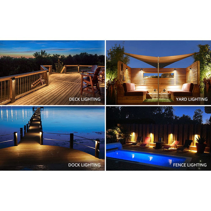 Outdoor Landscape Lighting LED 12V Low Voltage DLA01 12-Pack Satin Nickel 2.5W Low Voltage 3000K Warm White Integrated LED Outdoor Half Moon Deck Lights Package, 12V LED Step Fence Landscape Lights