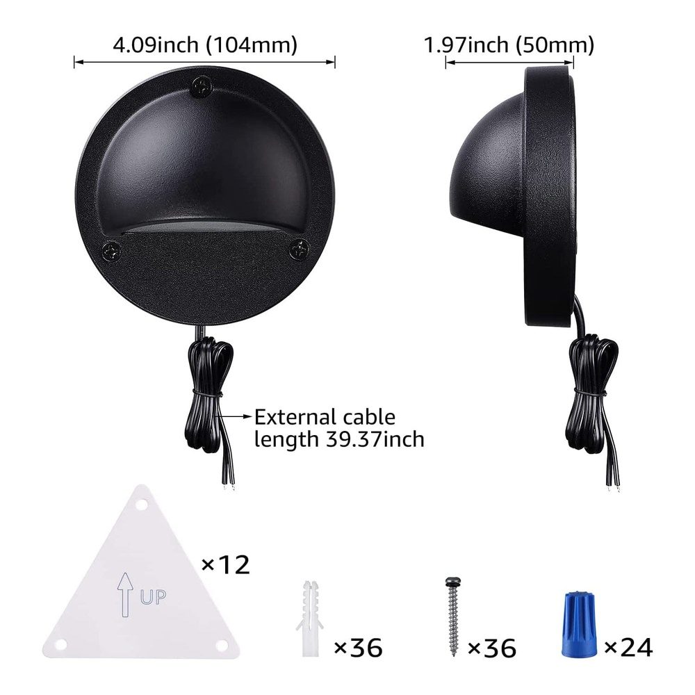 Outdoor Landscape Lighting LED 12V Low Voltage DLA03 6-Pack Black 2.5W 3CCT Low Voltage 3000K Warm White Integrated LED Outdoor Half Moon Deck Lights Package, 12V LED Step Fence Landscape Lights