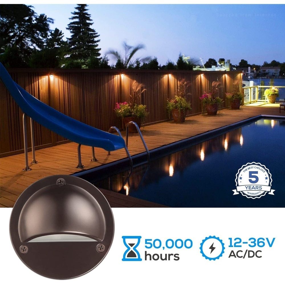 Outdoor Landscape Lighting LED 12V Low Voltage DLA01 12-Pack Brown 2.5W Low Voltage 3000K Warm White Integrated LED Outdoor Half Moon Deck Lights Package, 12V LED Step Fence Landscape Lights