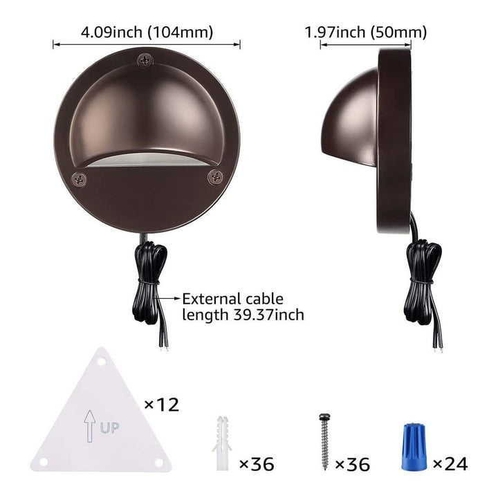 Outdoor Landscape Lighting LED 12V Low Voltage DLA01 12-Pack Brown 2.5W Low Voltage 3000K Warm White Integrated LED Outdoor Half Moon Deck Lights Package, 12V LED Step Fence Landscape Lights