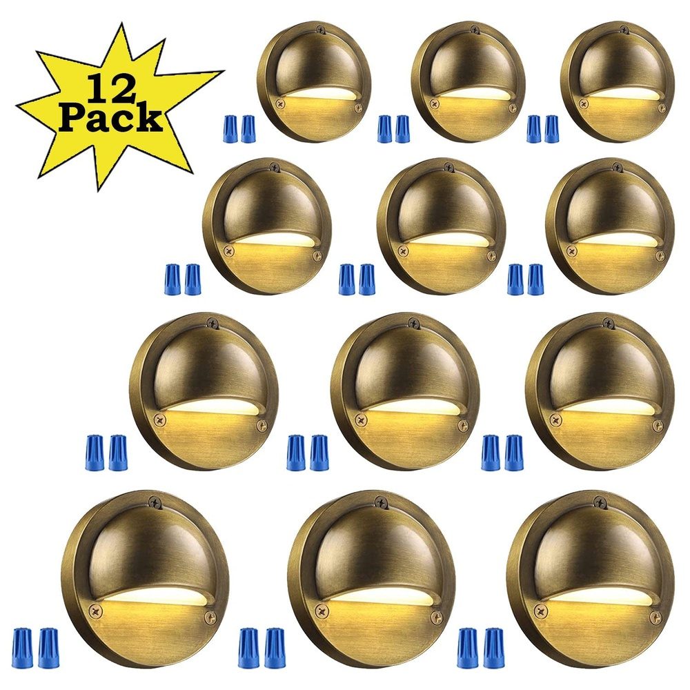 Outdoor Landscape Lighting LED 12V Low Voltage DLA01 12-Pack Bronze 2.5W Low Voltage 3000K Warm White Integrated LED Outdoor Half Moon Deck Lights Package, 12V LED Step Fence Landscape Lights